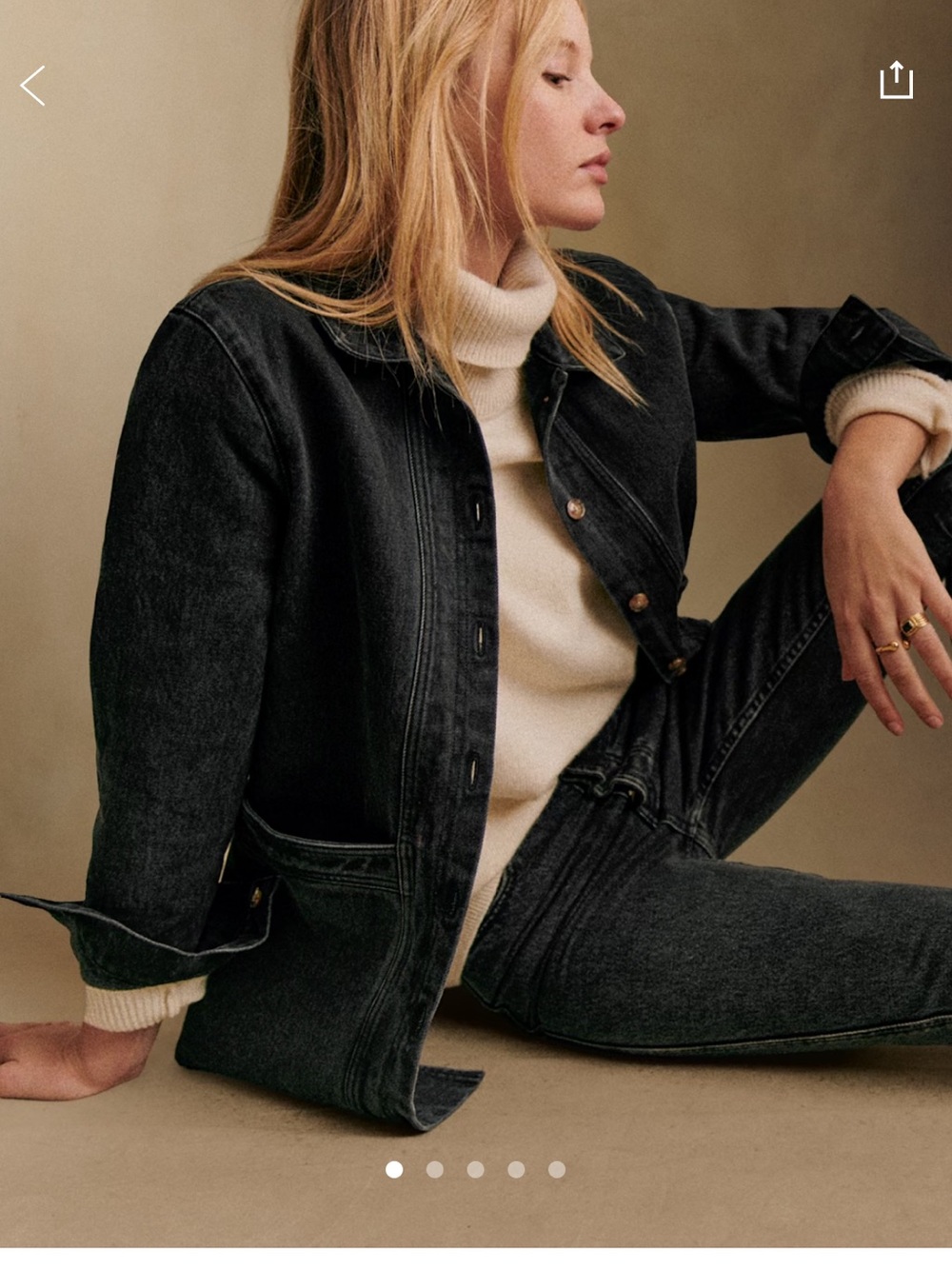 Sezane Washed Black Denim Jacket